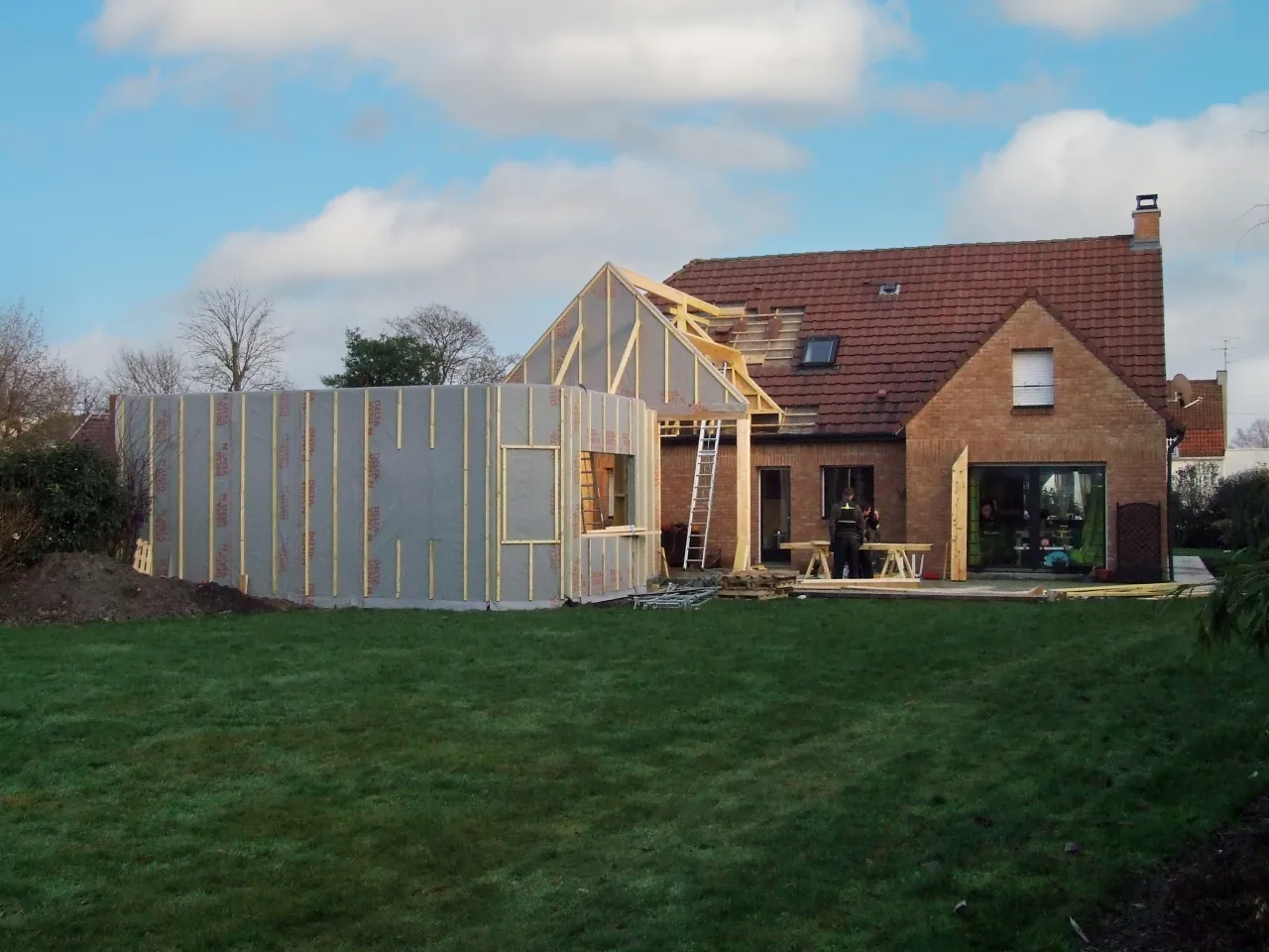 Réalisation extension bois à Cambrin